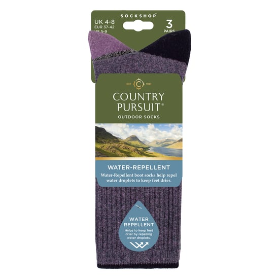 3 Pairs Ladies Water Repellent Midweight Outdoor Socks for Hiking & Walking - Image 2