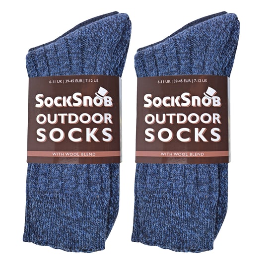 6 Pack Mens Thick Warm Wool Blend Hiking Socks - Image 2