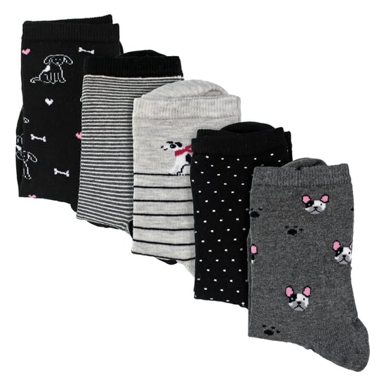 5 Par Damer Strumpor med Hundmönster - Mjuka Strumpor i Bomull med Roligt Hunddesign - Image 3