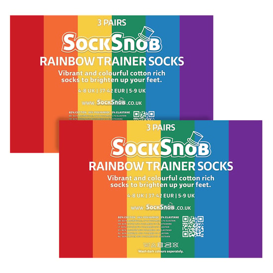6 Pack Mens Ladies Rainbow Trainer Cotton Socks Bright Colourful Striped Socks - Image 2