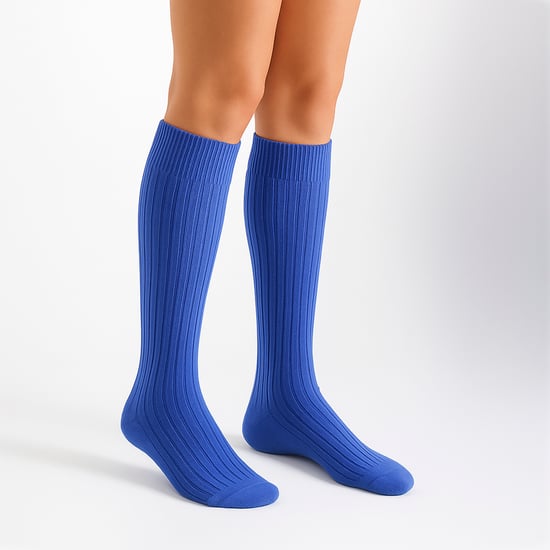 Ladies 3 Pack Knee High 100% Cotton Soft Breathable Socks - Image 3