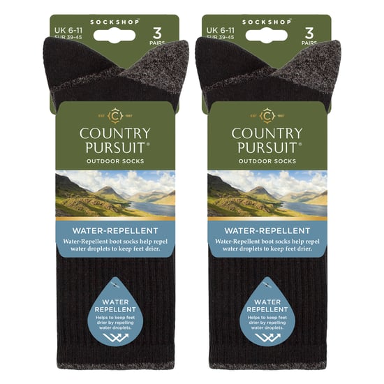 6 Pairs Mens Water Repellent Midweight Outdoor Socks for Hiking & Walking - Image 2