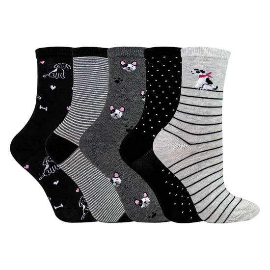 10 Pairs Ladies Dog Patterned Socks - Soft Cotton Rich Fun Dog Design Socks - Image 2