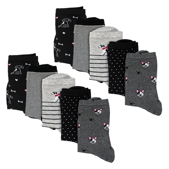 10 Pairs Ladies Dog Patterned Socks - Soft Cotton Rich Fun Dog Design Socks - Image 3