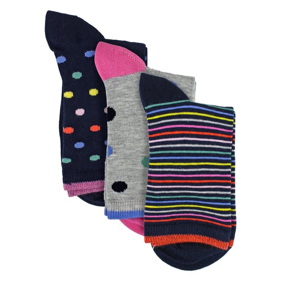 3 Pairs Dames Sokkenen met Vlekken en Strepenpatroon - Zachte Katoenen Dagelijkse Sokken - Image 3