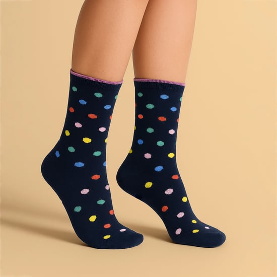 3 Pairs Dames Sokkenen met Vlekken en Strepenpatroon - Zachte Katoenen Dagelijkse Sokken - Image 4