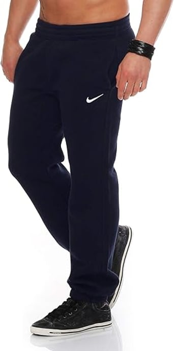 Nike Mens Navy Swoosh Cuffed Fleece Joggers - Image 1