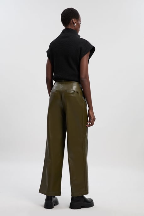 Faux Leather Belt Detail Trousers - Image 4