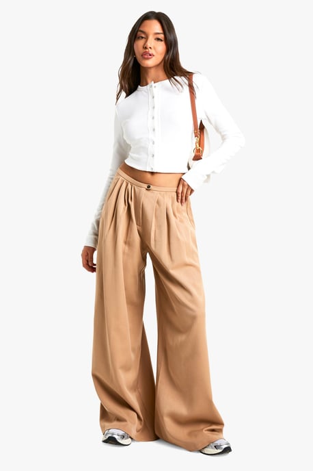 Pleated Woven Wide Leg Trouser - Image 1