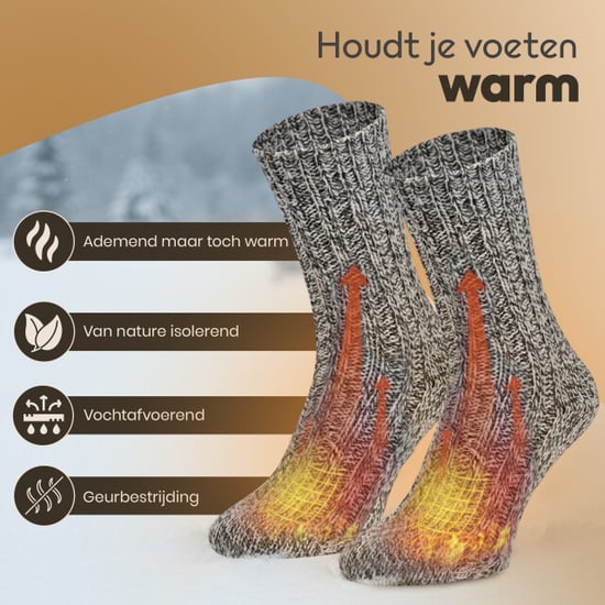ARIESZZZ Norweger geitenwollen sokken 6 pack 50% wol extra warm & ademend anti-zweet unisex winter- & zomersokken - Image 4