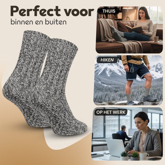 ARIESZZZ Norweger geitenwollen sokken 6 pack 50% wol extra warm & ademend anti-zweet unisex winter- & zomersokken - Image 5