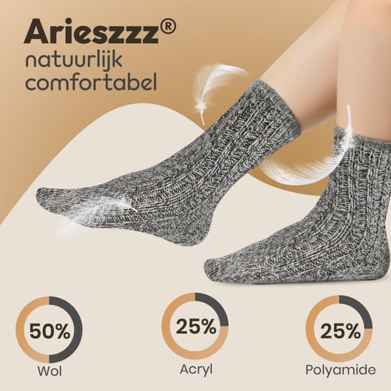 ARIESZZZ Norweger geitenwollen sokken 6 pack 50% wol extra warm & ademend anti-zweet unisex winter- & zomersokken - Image 6