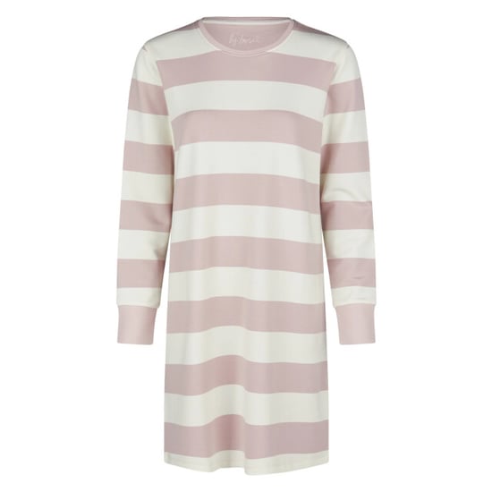 By Louise Dames lounge nachthemd lange mouw sweatstof roze/wit gestreept - Image 1