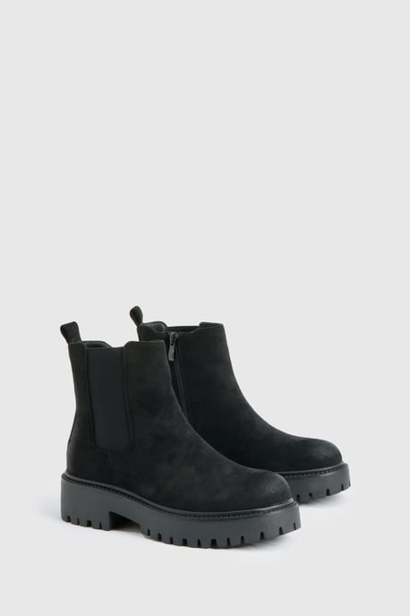 Faux Suede Chunky Panel Detail Chelsea Boots - Image 2