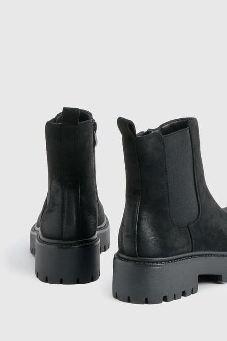 Faux Suede Chunky Panel Detail Chelsea Boots - Image 4