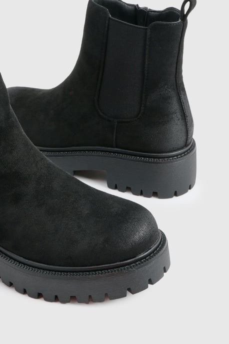 Faux Suede Chunky Panel Detail Chelsea Boots - Image 6