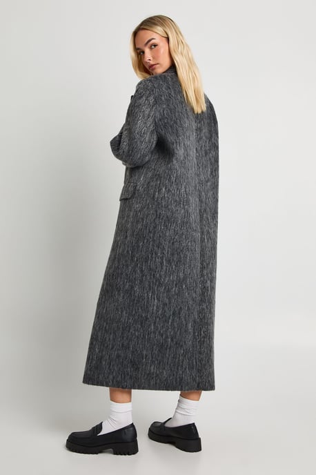 Brushed Wool Look Shoulder Pad Coat - Image 2