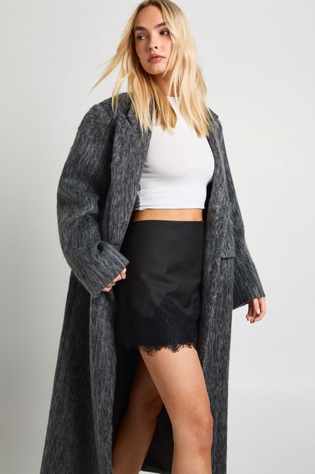 Brushed Wool Look Shoulder Pad Coat - Image 3