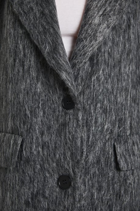 Brushed Wool Look Shoulder Pad Coat - Image 4