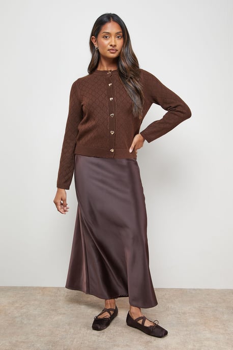 Heart Button Crew Neck Cardigan - Image 2