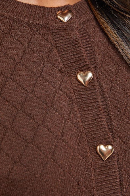 Heart Button Crew Neck Cardigan - Image 5