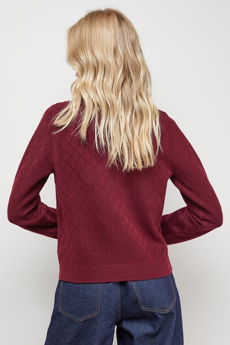 Heart Button Crew Neck Cardigan - Image 3