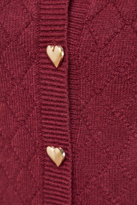 Heart Button Crew Neck Cardigan - Image 5