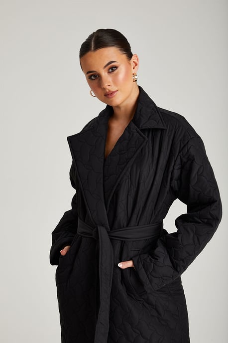 Black Longline Puffer Jacket - Image 3