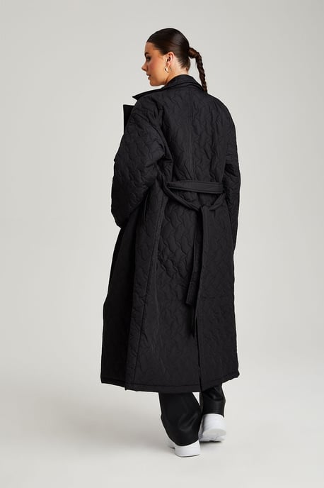 Black Longline Puffer Jacket - Image 4