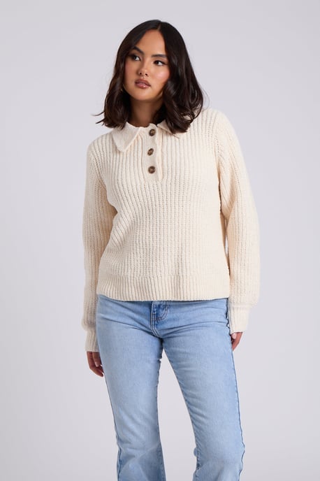 Cream Chenille Button Front Jumper - Image 1
