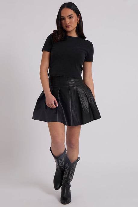 PU Pleated Mini Skirt - Image 1
