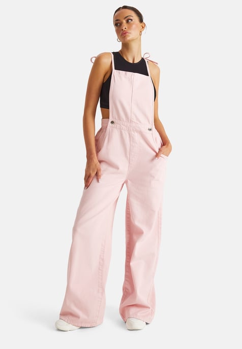 Pink Wide Leg Dungaree - Image 1