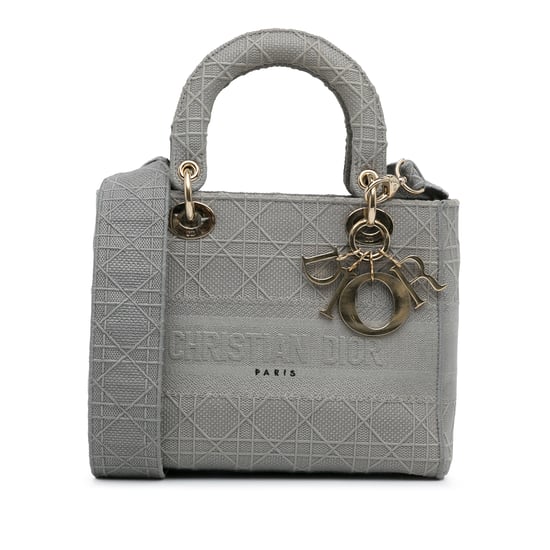 Dior Caro Mini Bag Grey Embossed Canvas - Image 1