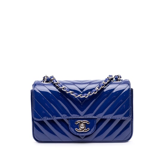 Mini Chevron Flap Patenten Leren Tas - Image 1