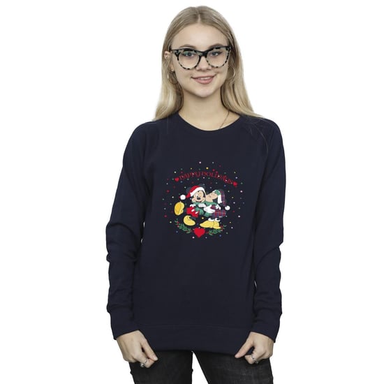 Disney Dames/Dames Mickey Mouse Mickey Minnie Kerstmis Sweatshirt (Marineblauw) - Image 2