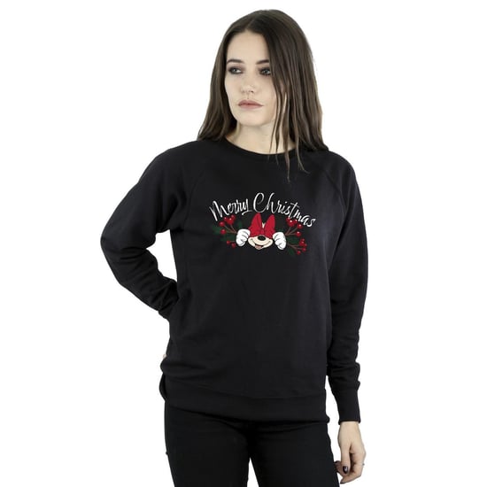 Disney Womens/Ladies Minnie Mouse Christmas Holly Sweatshirt (Black) - Image 2
