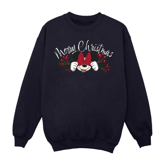 Disney Dames/Dames Minnie Mouse Kerstmis Holly Sweatshirt (Marineblauw) - Image 1