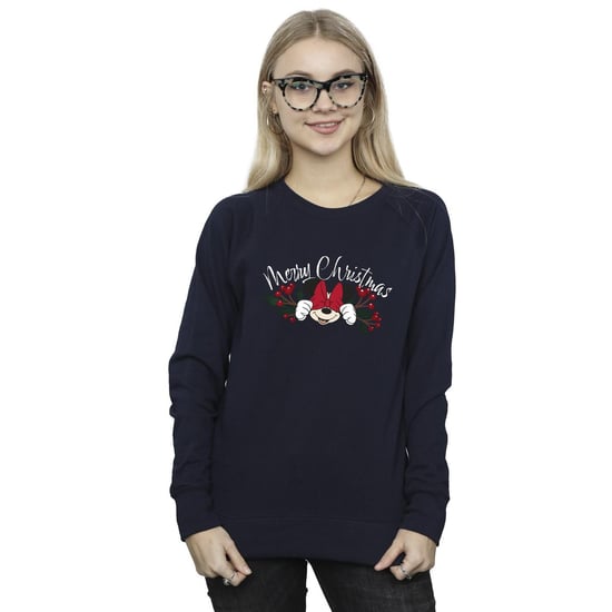 Disney Dames/Dames Minnie Mouse Kerstmis Holly Sweatshirt (Marineblauw) - Image 3