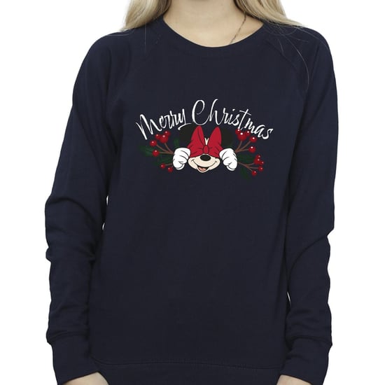 Disney Dames/Dames Minnie Mouse Kerstmis Holly Sweatshirt (Marineblauw) - Image 4