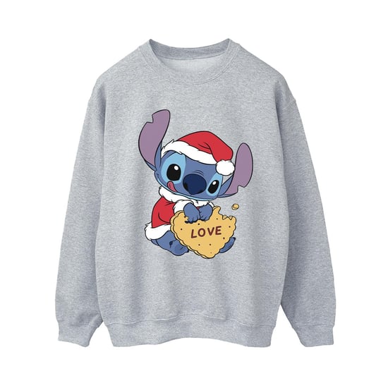 Disney Dames/Dames Lilo And Stitch Kerstmis Love Biscuit Sweatshirt (Sportgrijs) - Image 1