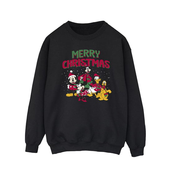 Disney Mens Mickey Mouse Merry Christmas Characters Sweatshirt (Black) - Image 1