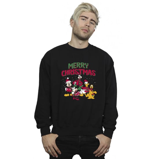 Disney Mens Mickey Mouse Merry Christmas Characters Sweatshirt (Black) - Image 2