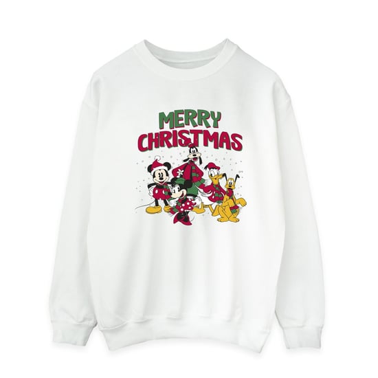 Disney Mens Mickey Mouse Merry Christmas Characters Sweatshirt (White) - Image 1