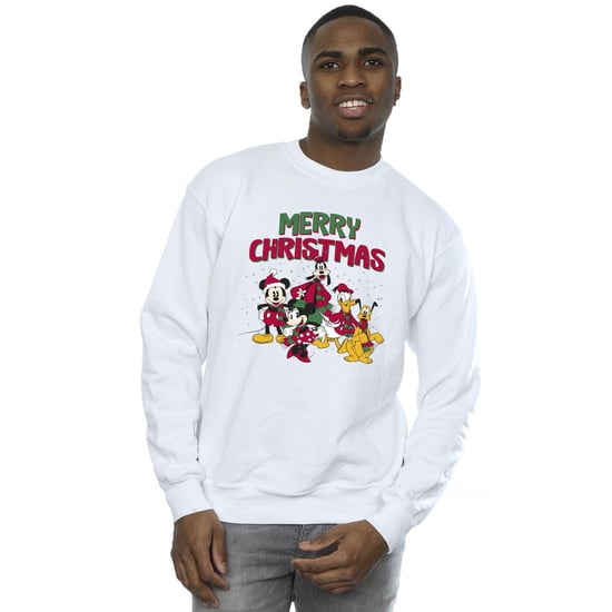 Disney Mens Mickey Mouse Merry Christmas Characters Sweatshirt (White) - Image 2