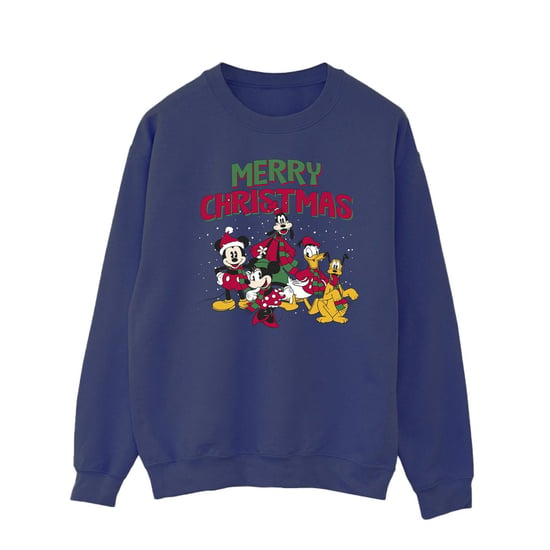 Disney Mens Mickey Mouse Merry Christmas Characters Sweatshirt (Navy Blue) - Image 1