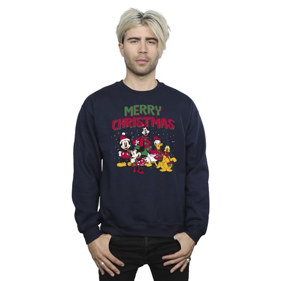 Disney Mens Mickey Mouse Merry Christmas Characters Sweatshirt (Navy Blue) - Image 2