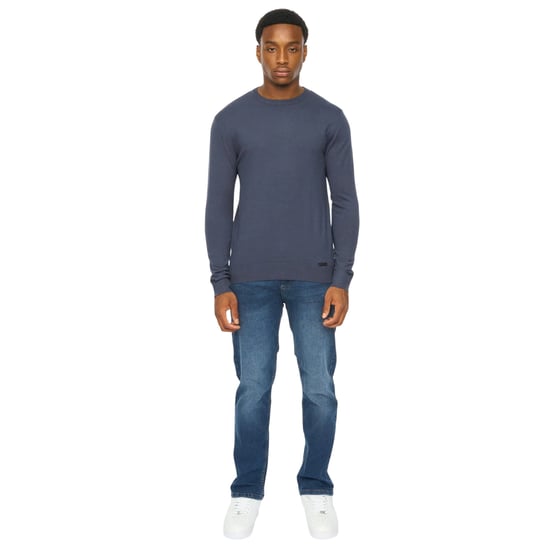 Duck and Cover Mens Consenza Knitted Crew Neck Sweatshirt (Navy) - Image 4