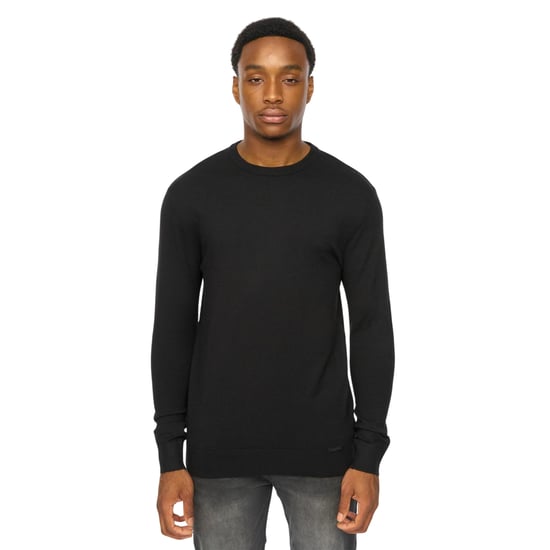 Duck and Cover Mens Consenza Knitted Crew Neck Sweatshirt (Black) - Image 1