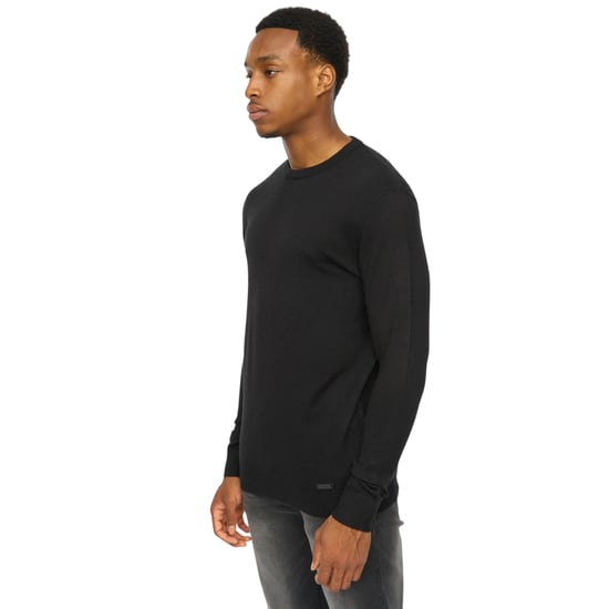 Duck and Cover Mens Consenza Knitted Crew Neck Sweatshirt (Black) - Image 3