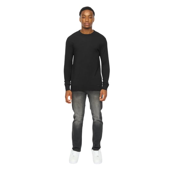 Duck and Cover Mens Consenza Knitted Crew Neck Sweatshirt (Black) - Image 4